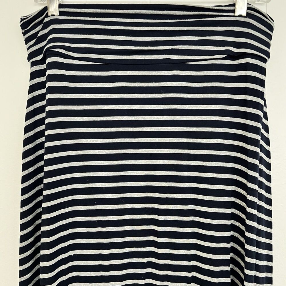 J.Crew Stripe Maxi Skirt Navy Gray Casual Alt Grunge Coastal Nautical Women's S - Picture 3 of 11